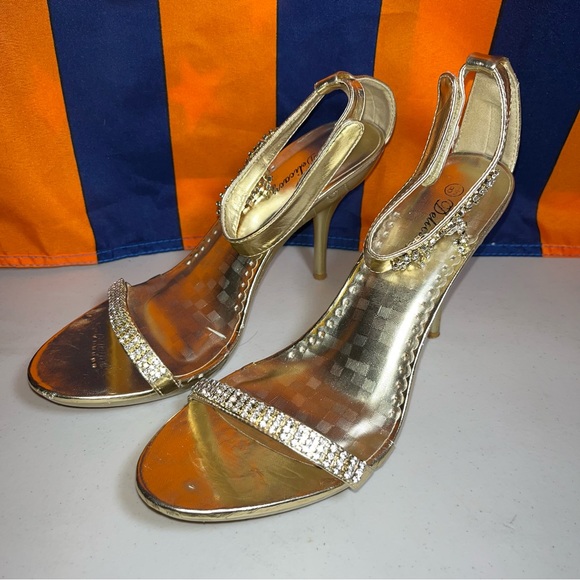 Delicacy gold heel shoes open toe size 8.5 pre-loved - Picture 9 of 11